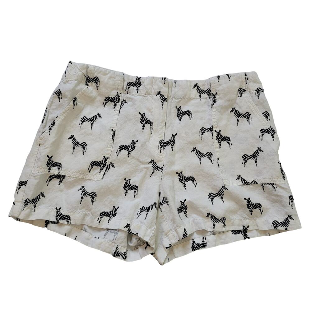 LOFT Size 4 Linen Blend Zebra Print‎ Casual Lightweight Shorts Animal Spring